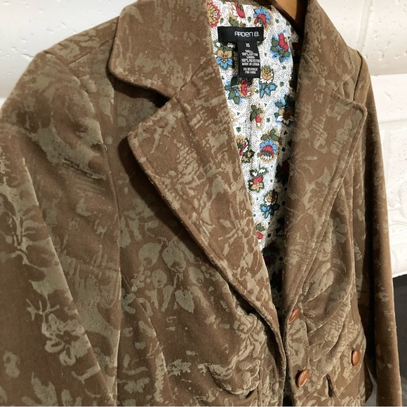 Vintage Arden B Blazer Brown Floral Y2K Jacket Size XS - Picture 4 of 12